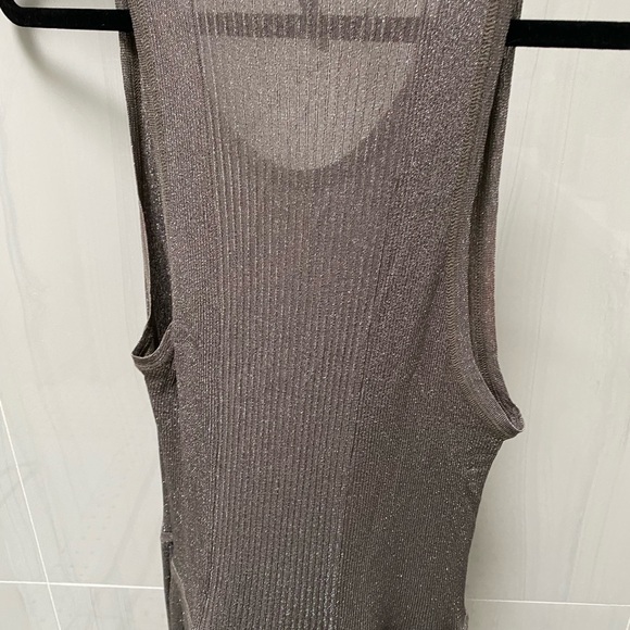 Silver sparkle sleeves cocktail dress with pleasures skirt and sash - Picture 6 of 7